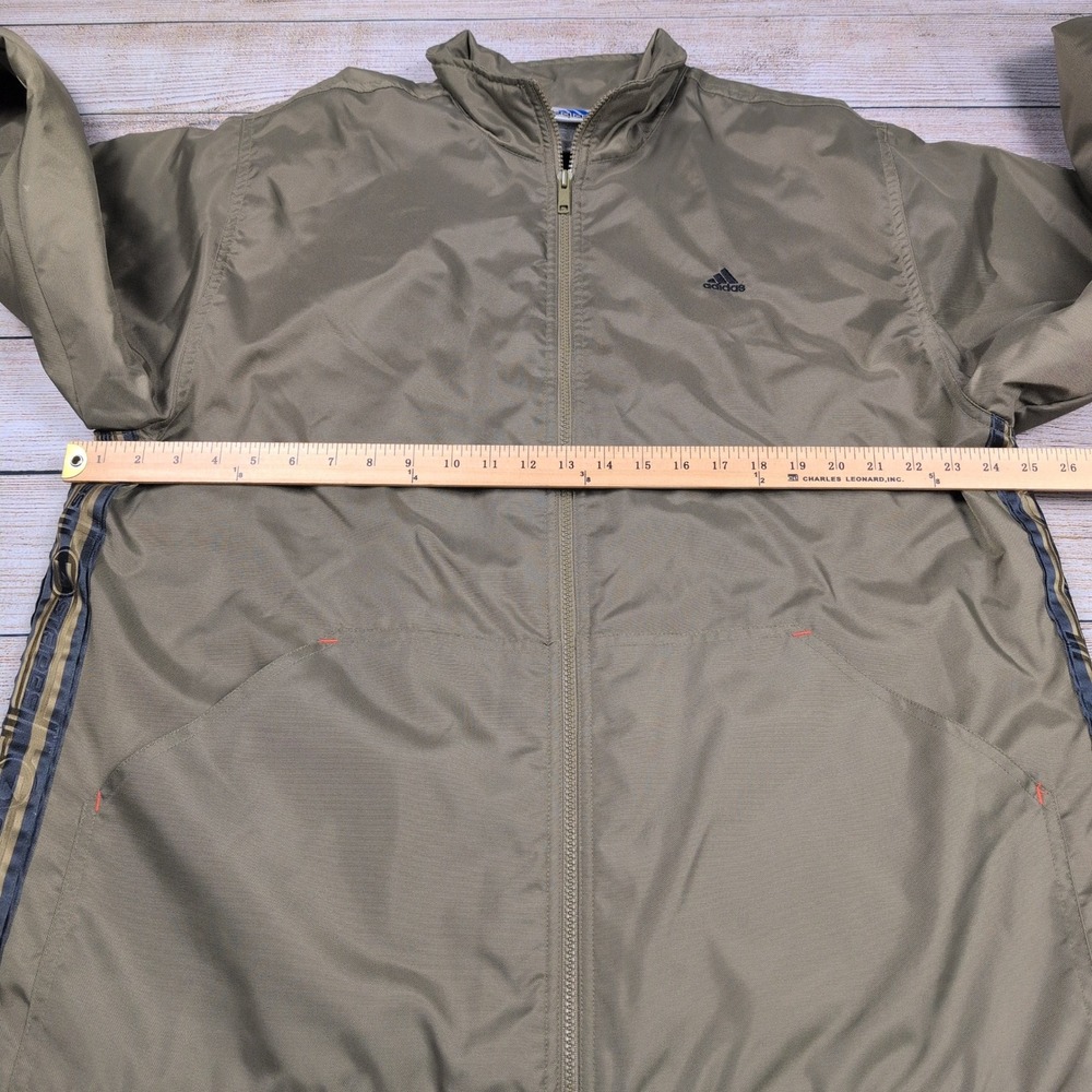 Vintage 90s /‎ Y2k Adidas Mens Full Zip Windbreaker Olive Jacket  Large L - Picture 3 of 8